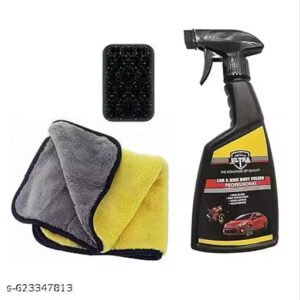 car & bike silky shine body liquid polish (350ml) with mircorfiber cloth 650 gsm (size: 40 x 40 cm